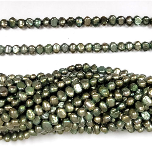 FRESHWATER PEARL SIDED 4-5MM OLIVE GREEN (10 STRS)